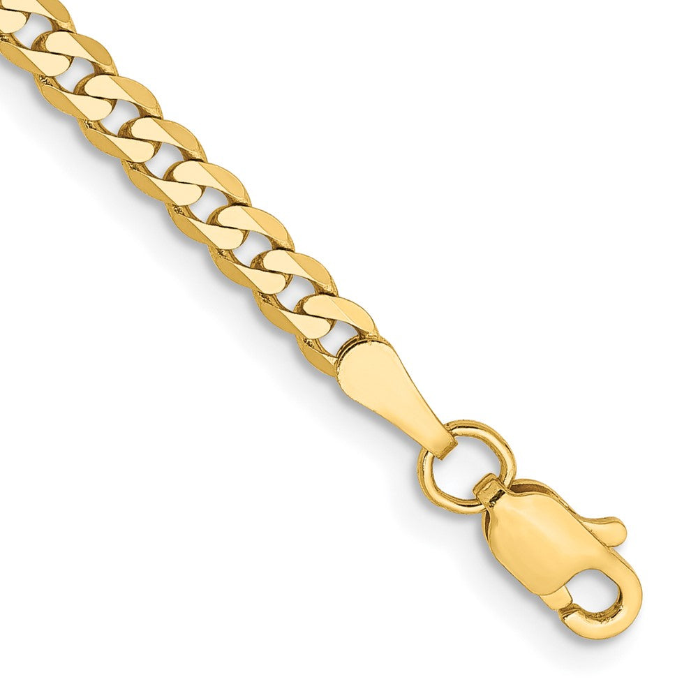 14K 8 inch 2.9mm Flat Beveled Curb with Lobster Clasp Bracelet 8 inches
