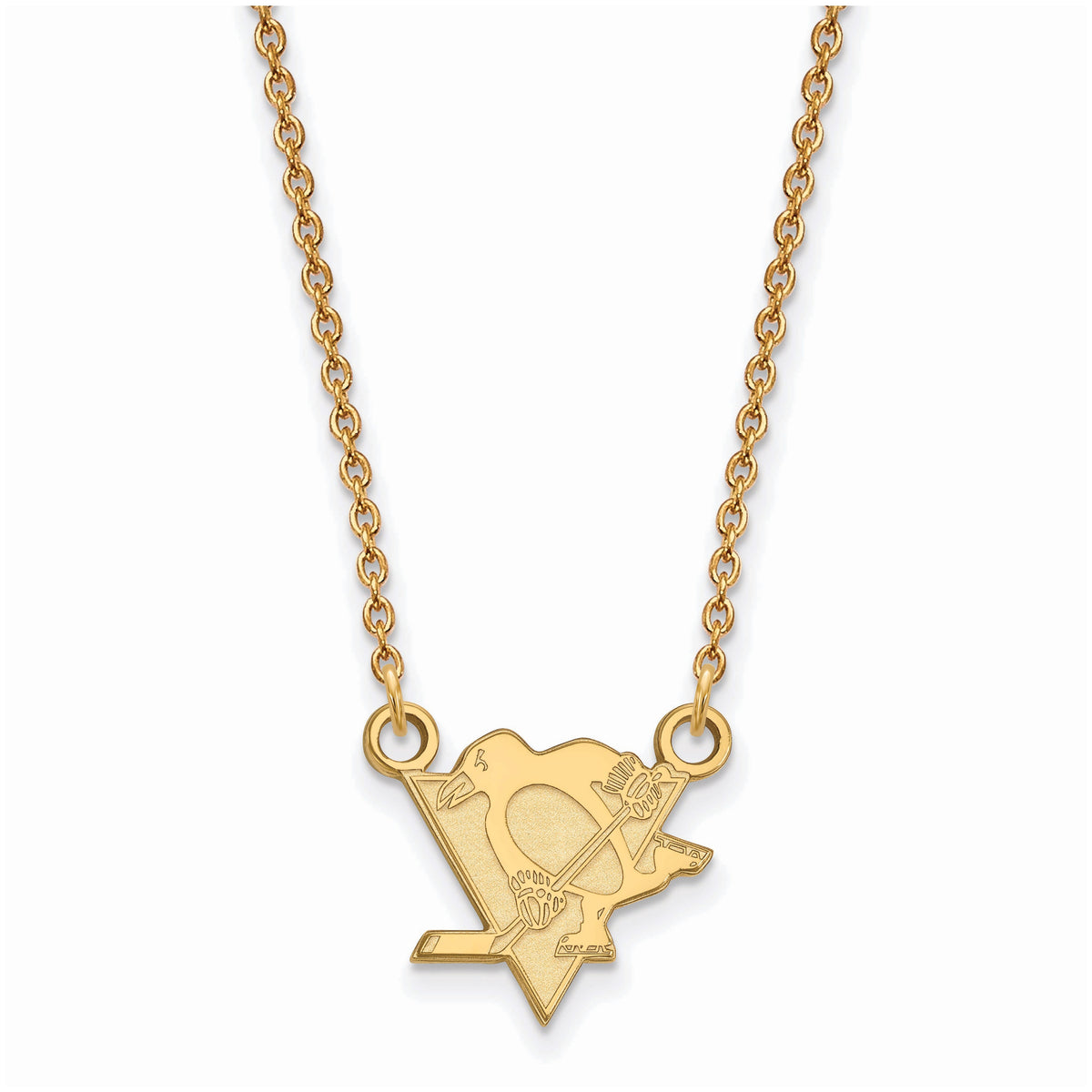 Sterling Silver Gold Plated NHL LogoArt Pittsburgh Penguins Sm Necklace