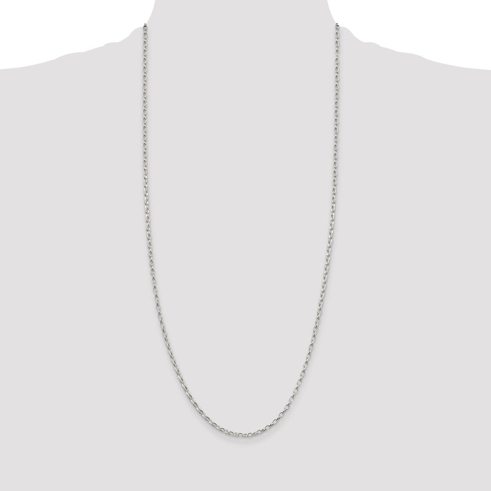 Sterling Silver 2.5mm Oval Fancy Rolo Chain 30 Inches