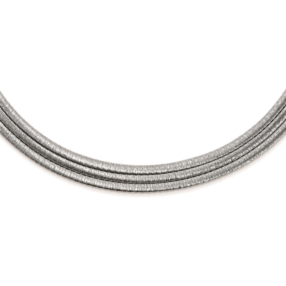 Sterling Silver 3 Row Rhodium Plated 17in w/2in ext. Necklace