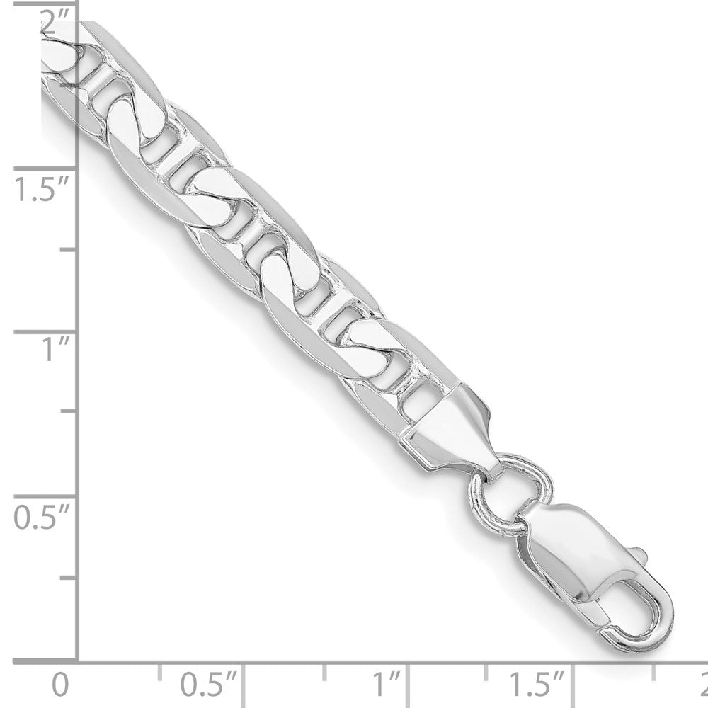 Sterling Silver Rhodium-plated 7mm Flat Anchor Chain 8 inches