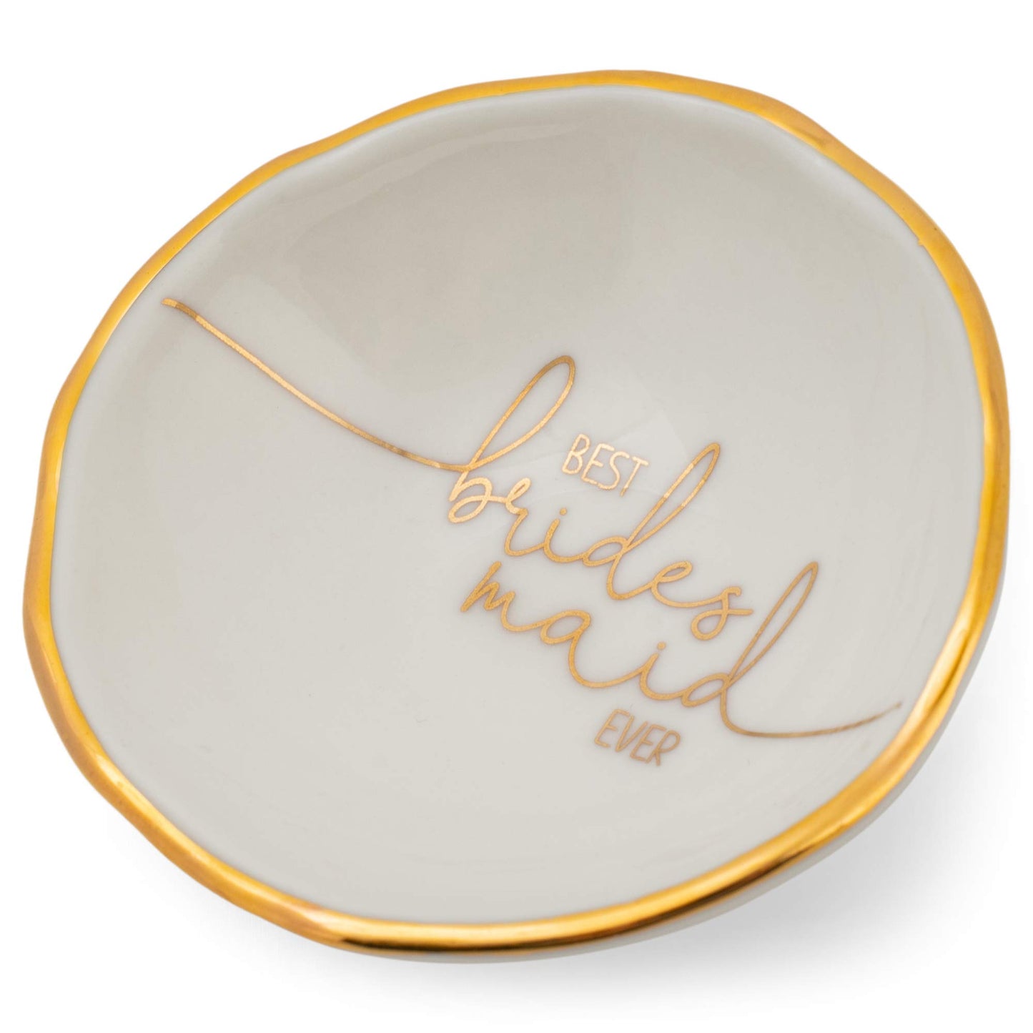 Best Bridesmaid Ever Gold Foil 3 x 3 Ceramic Decorative Tabletop Jewelry Trinket Tray Dish