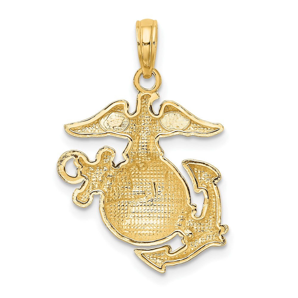 10K Polished Textured Marine Corps Pendant
