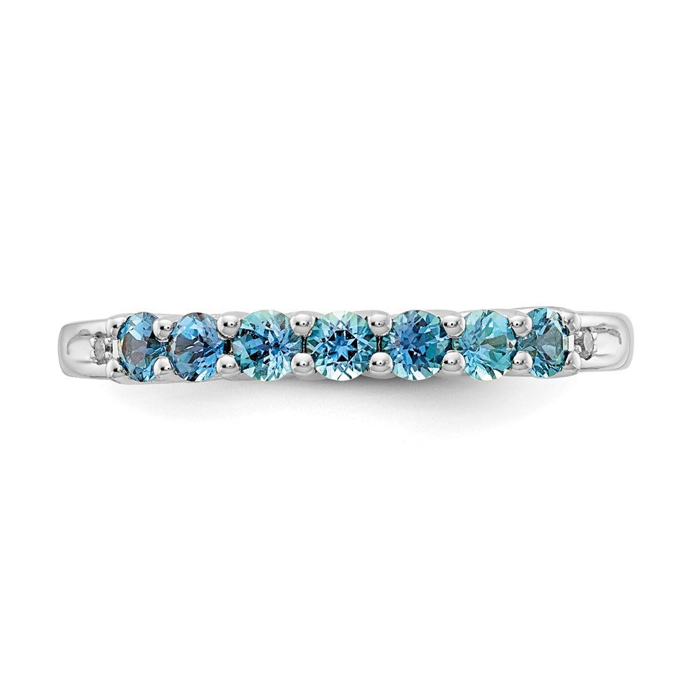 10k White Gold Blue Topaz (irradiated) & Diamond Ring