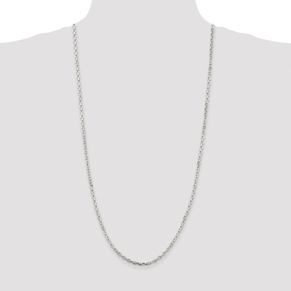 Sterling Silver Rhodium-plated 3.25mm Beveled Oval Cable Chain