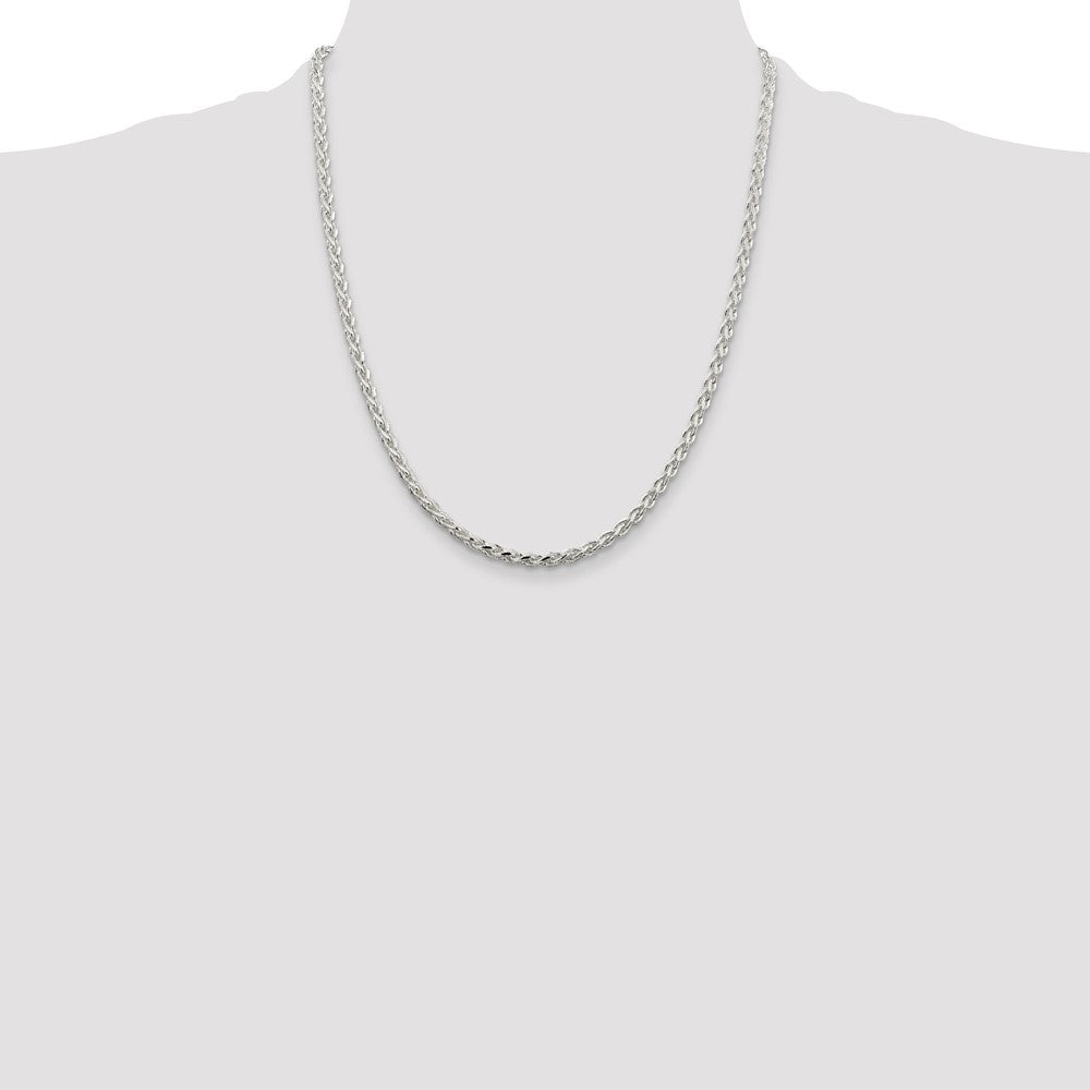 Sterling Silver 3.5mm Diamond-cut Spiga Chain 22 Inches