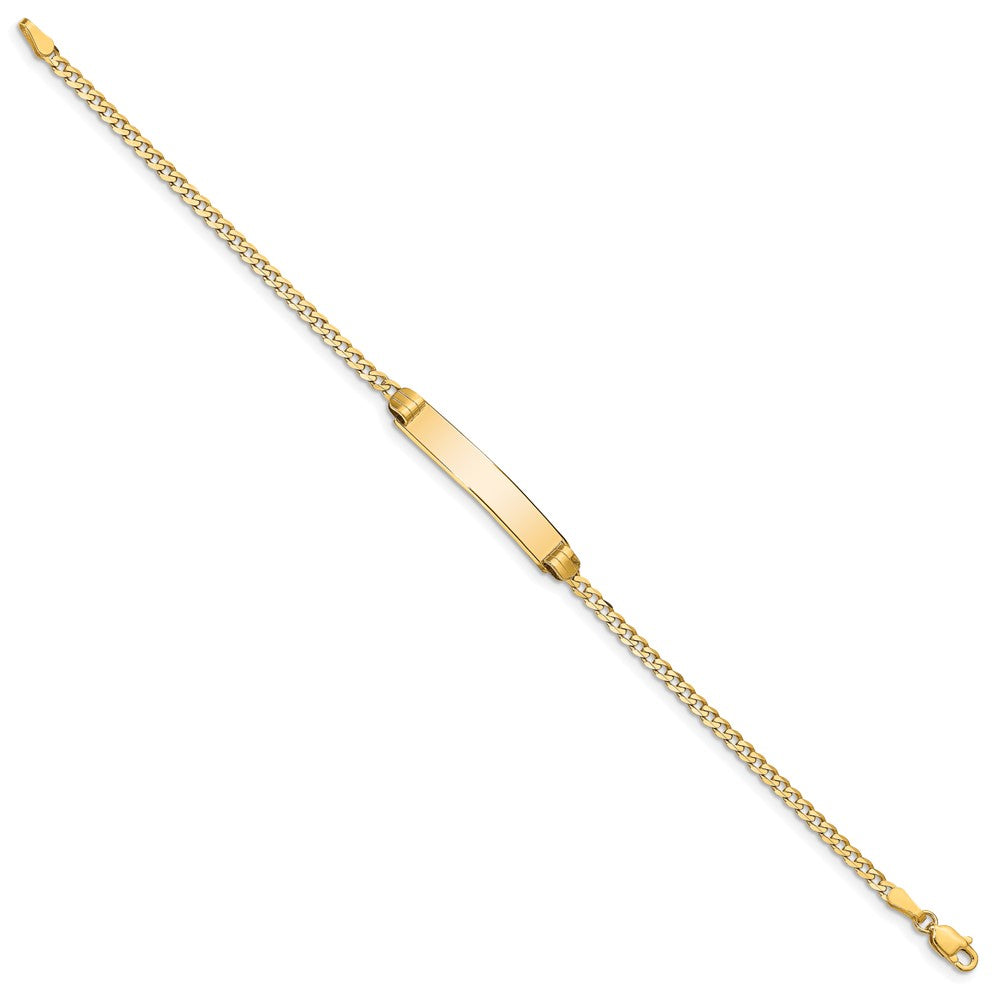 14k Polished Solid Chain/Solid Plate Curb Link 25x5mm Plate 8 inch ID Bracelet