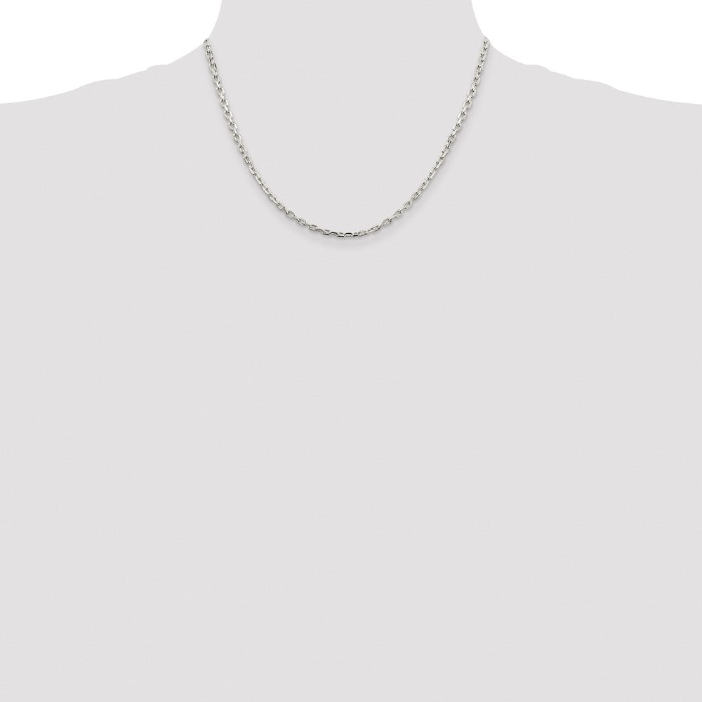 Sterling Silver Rhodium-plated 3.25mm Beveled Oval Cable Chain