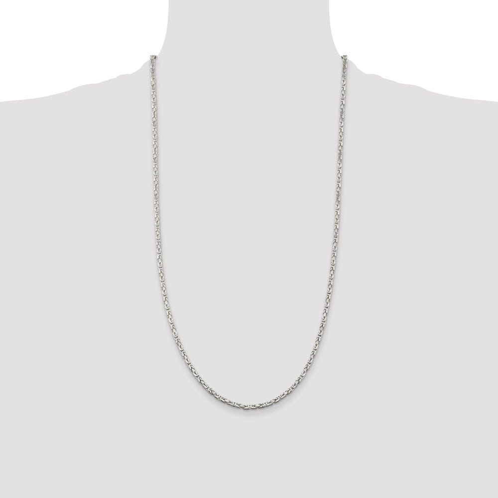 Sterling Silver 2.5mm Byzantine Chain 28 Inches
