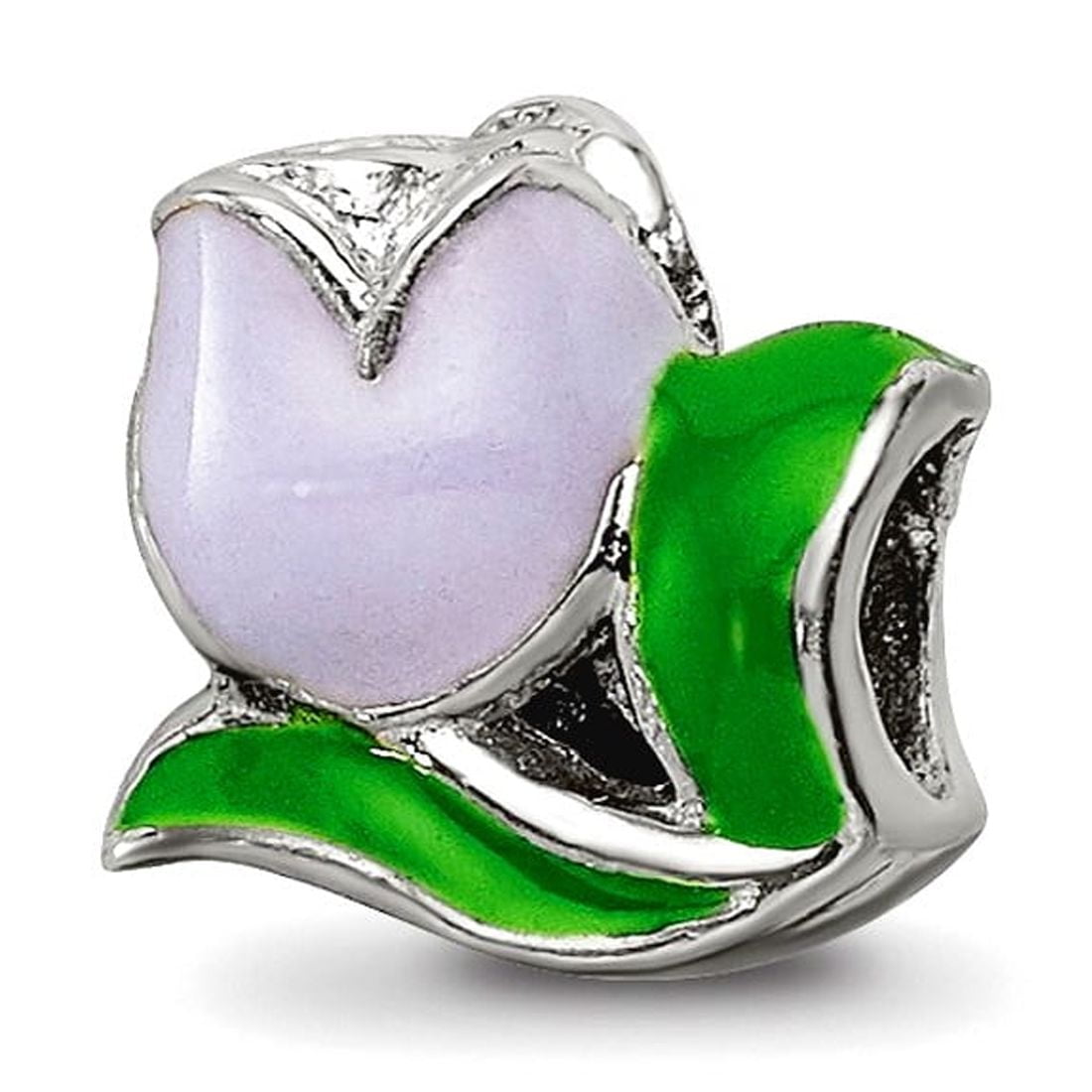 925 Sterling Silver Polished Reflections Teen Enameled Tulip Bead Charm Pendant Necklace 7.27x6.36mm Wide - Jewelry Gif