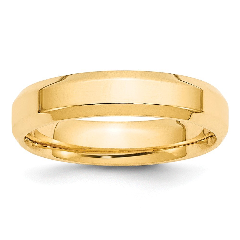 Primal Gold 14 Karat Yellow Gold 5mm Beveled Edge Comfort Fit Band Size 10.5