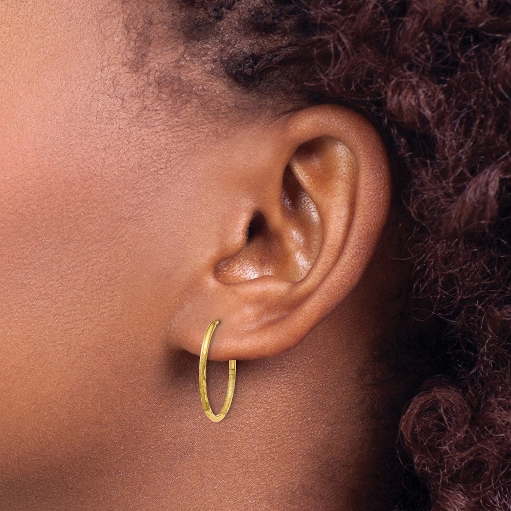 14k 1.0mm Diamond-cut Endless Hoop Earring