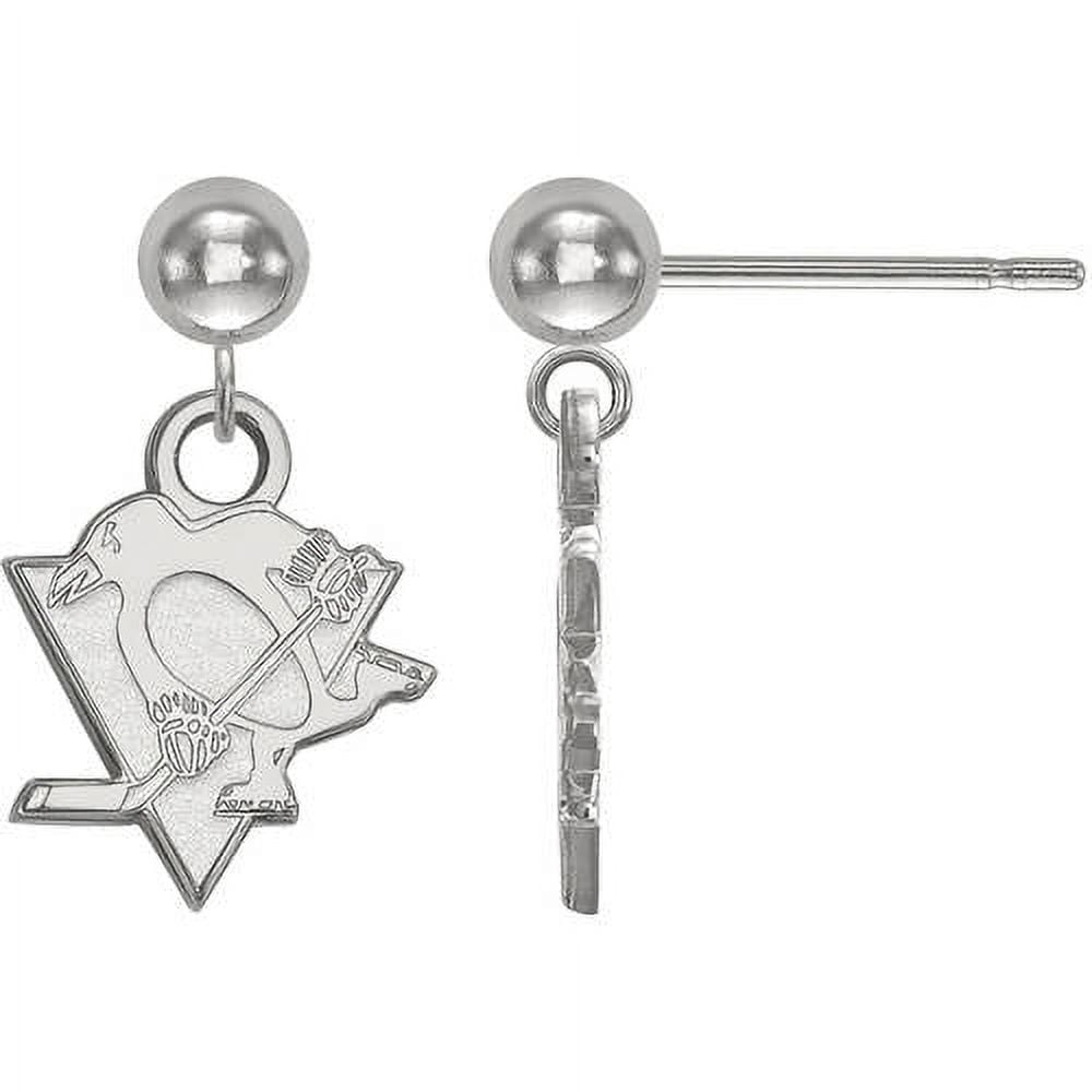 LogoArt Sterling Silver NHL Pittsburgh Penguins Dangle Ball Earrings