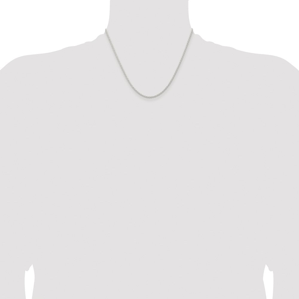 Sterling Silver Rhodium-plated 1.8mm Solid Rope Chain