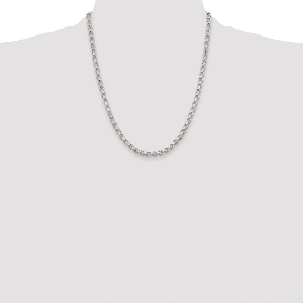 Sterling Silver Rhodium-plated 4mm Diamond-cut Rolo Chain