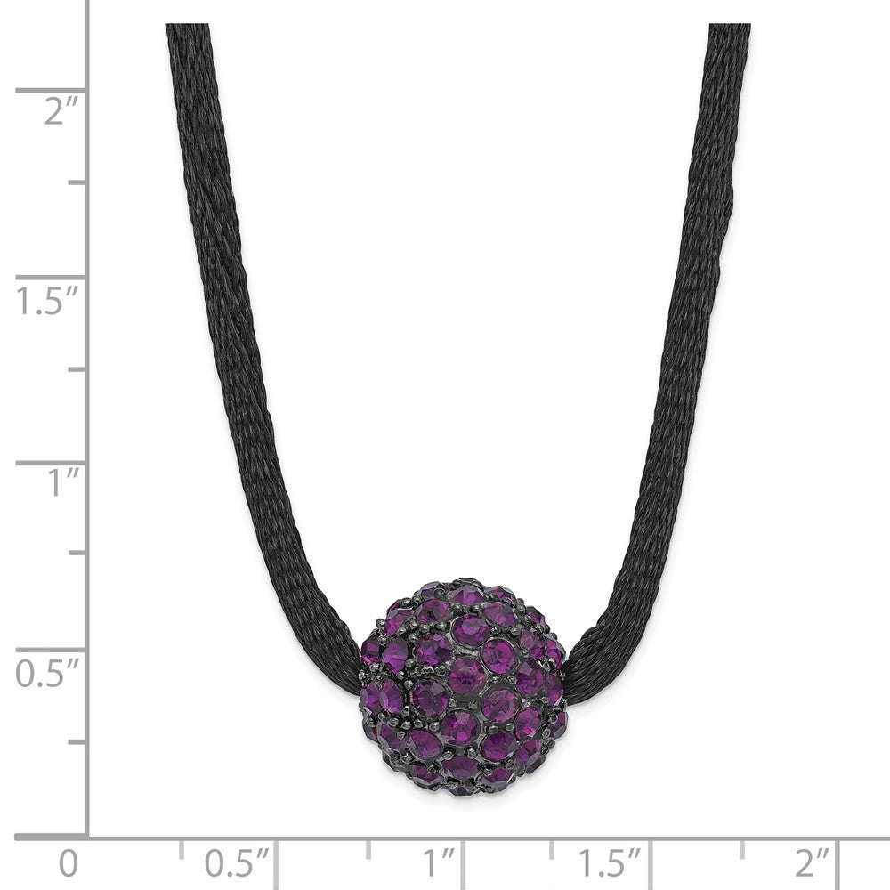 1928 Black-plated Purple Glass Stone Ball w/ 3in ext Necklace