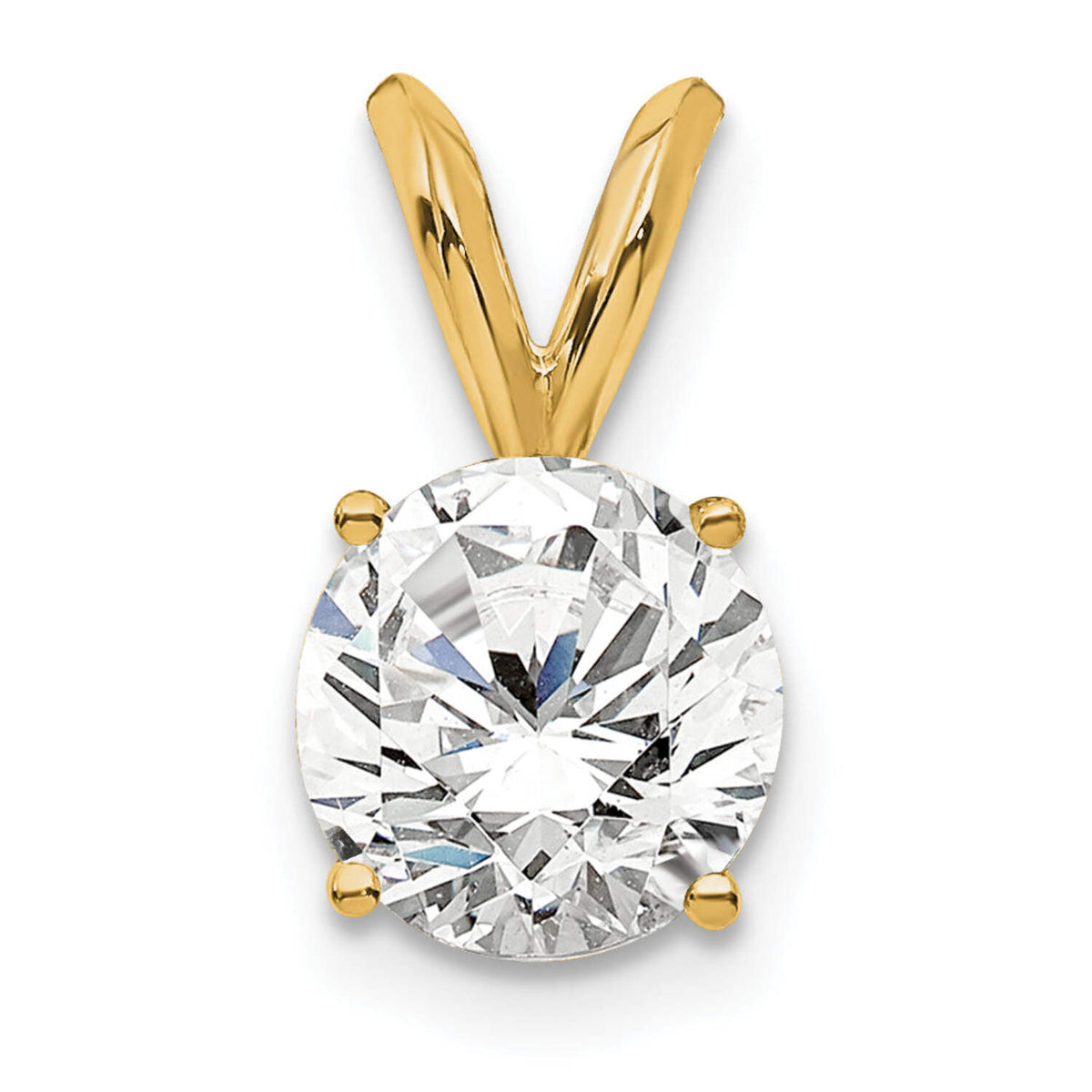 14k 3/4 carat Certified Lab Grown Diamond VS+ F+ Round Complete Four Prong Solitaire Pendant