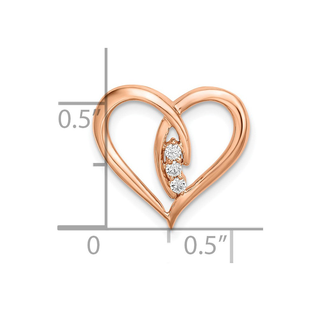 14k Rose Gold Diamond Polished Heart Chain Slide