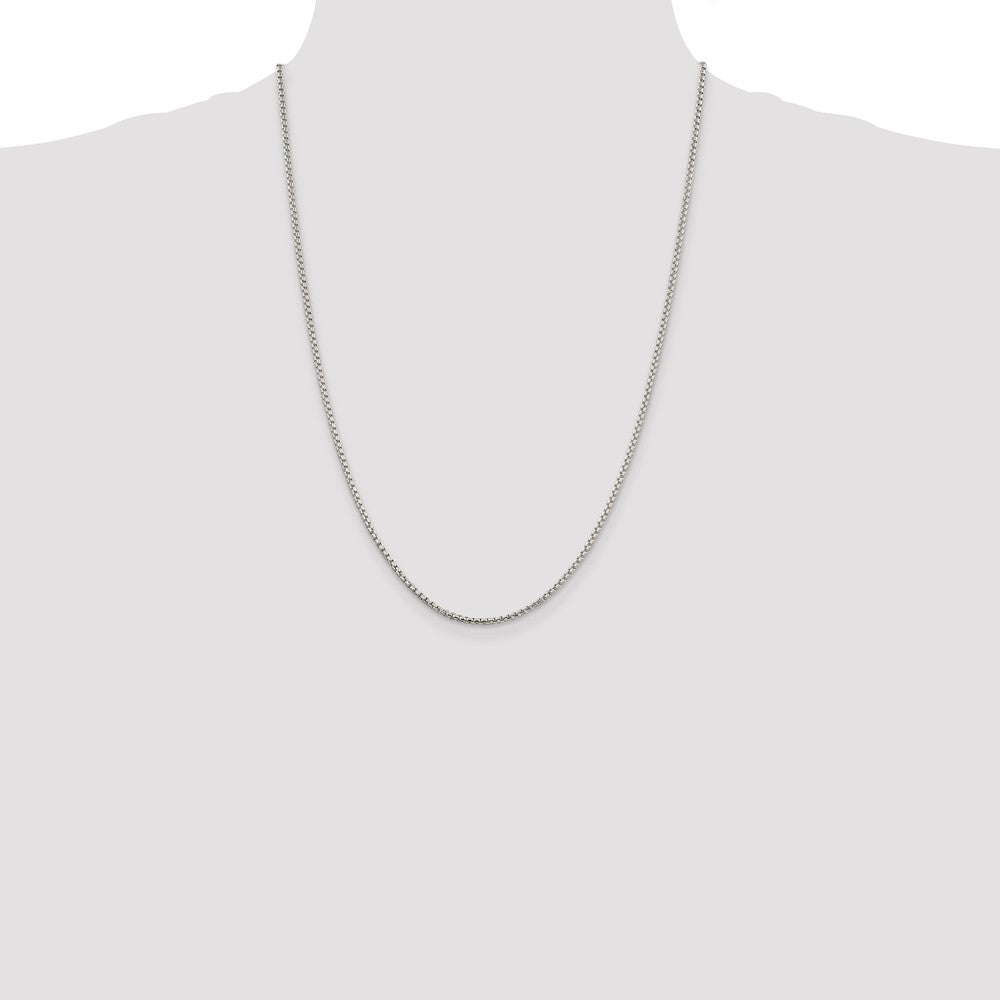 Sterling Silver 2mm Round Box Chain 24 Inches
