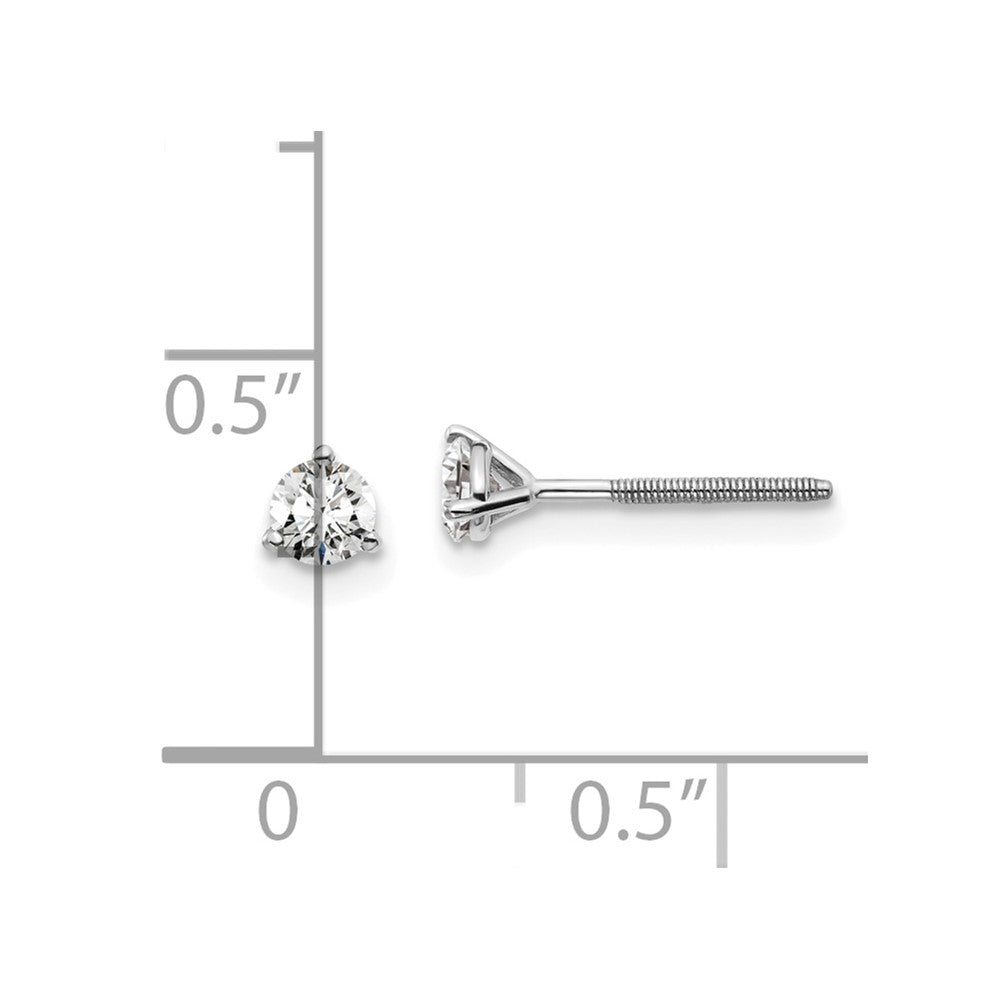 14k White Gold 1/3 ctw Lab Grown Diamond VS/SI+ G+ Round 3 Prong Heavy Wt. Screwback Stud Earrings