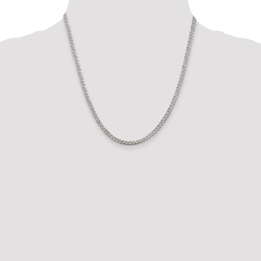 Sterling Silver 3.8mm Pav‚ Curb Chain 20 Inches
