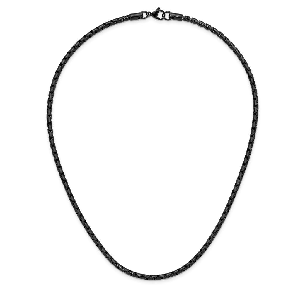 Chisel Stainless Steel Polished Black IP-plated 3.5mm 20 inch Elongated Round Box Chain