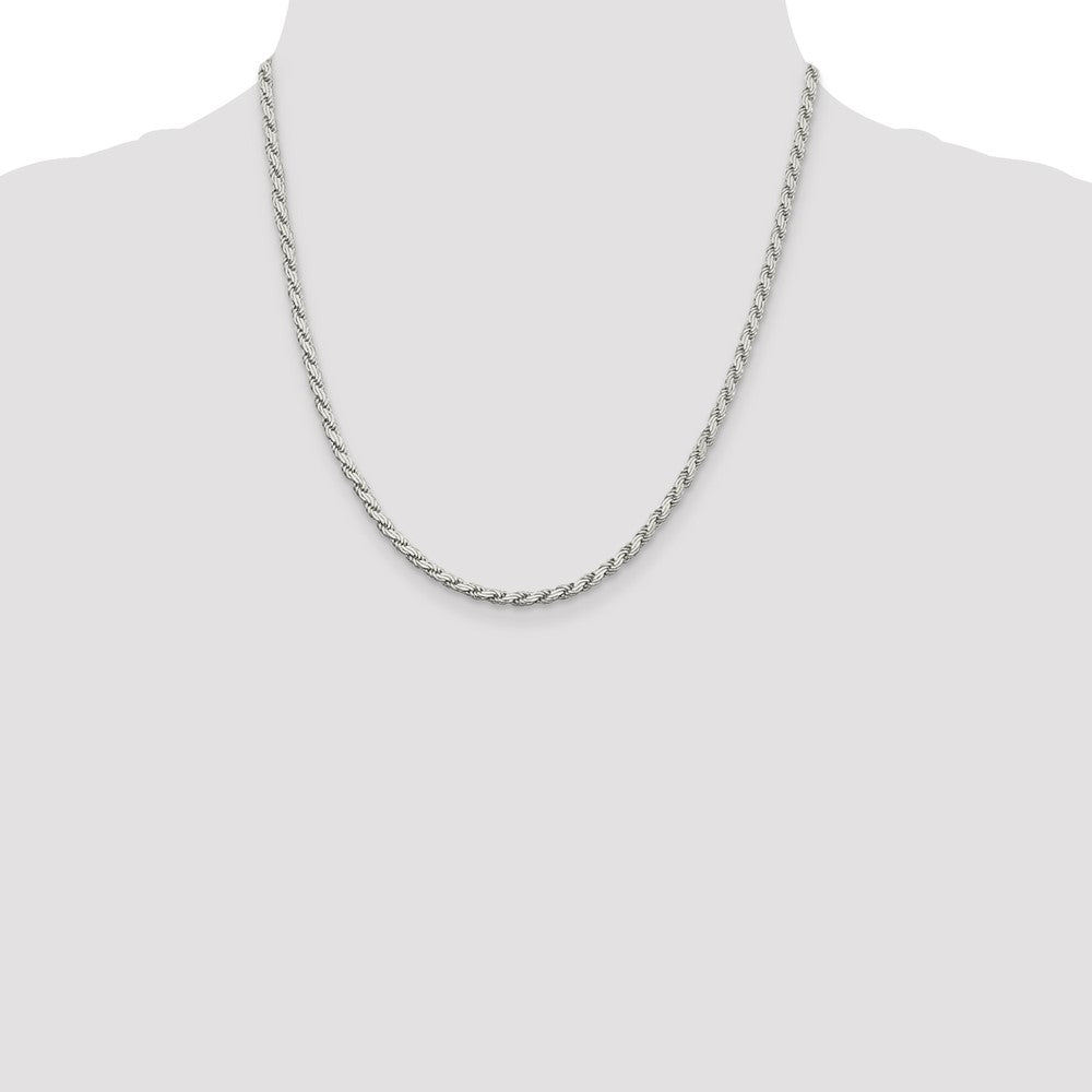 Sterling Silver 3.1mm Flat Rope Chain 20 Inches