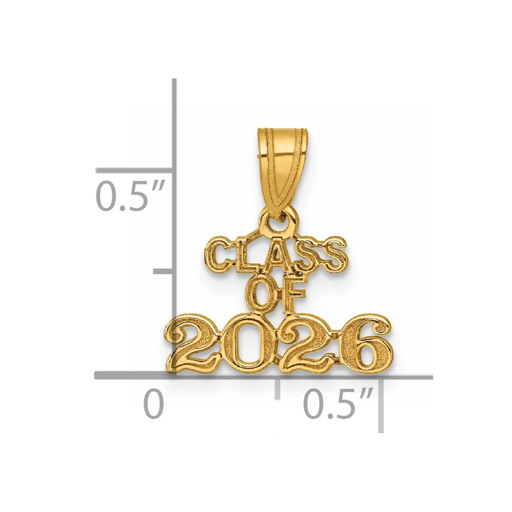 14k Polished Block CLASS OF 2026 Charm