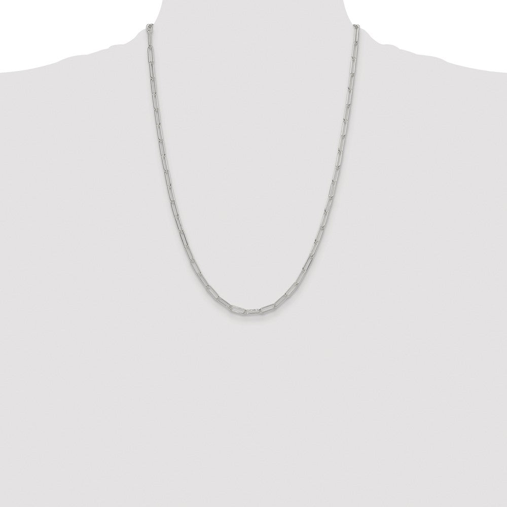 Sterling Silver Rhodium-plated Polished 3.5mm Elongated Cable Chain