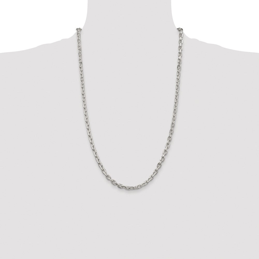 Sterling Silver Rhodium-plated 4.9mm Beveled Oval Cable Chain
