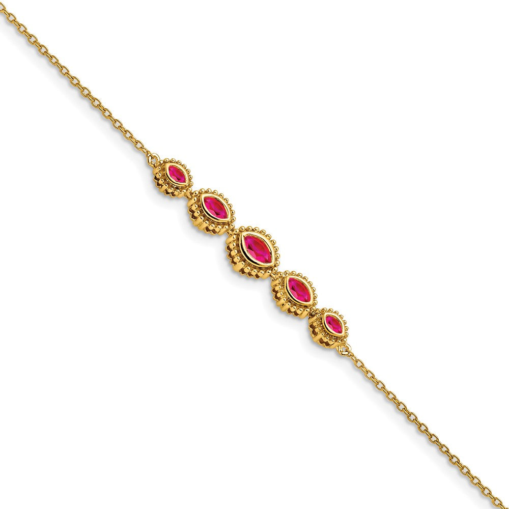 14k Marquise Ruby Bracelet 7 inches