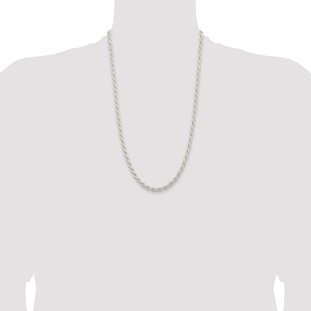 Sterling Silver Rhodium-plated 5mm Solid Rope Chain
