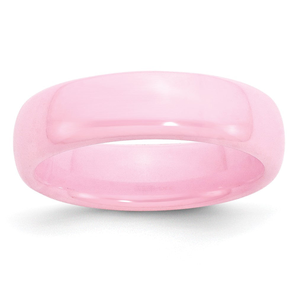 Ceramic Pink 6mm Polished Band Size - 6.5
