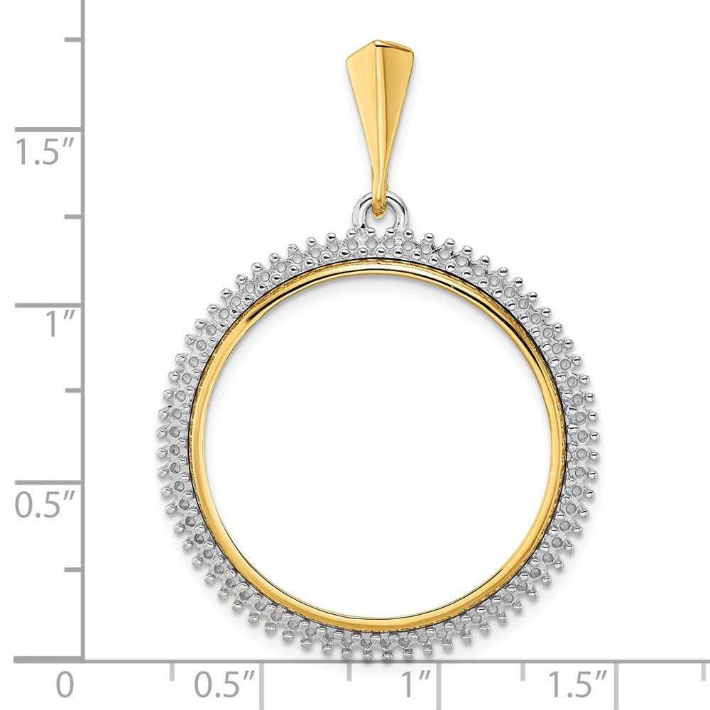 Wideband Distinguished Coin Jewelry 14k Two-tone Polished Diamond Circle 27.0mm Prong Coin Bezel Pendant Mounting