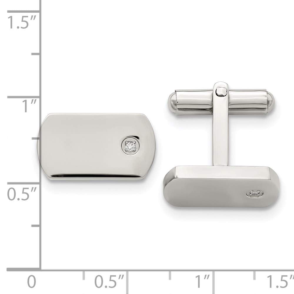 Stainless Steel Diamond Accent Cuff Links
