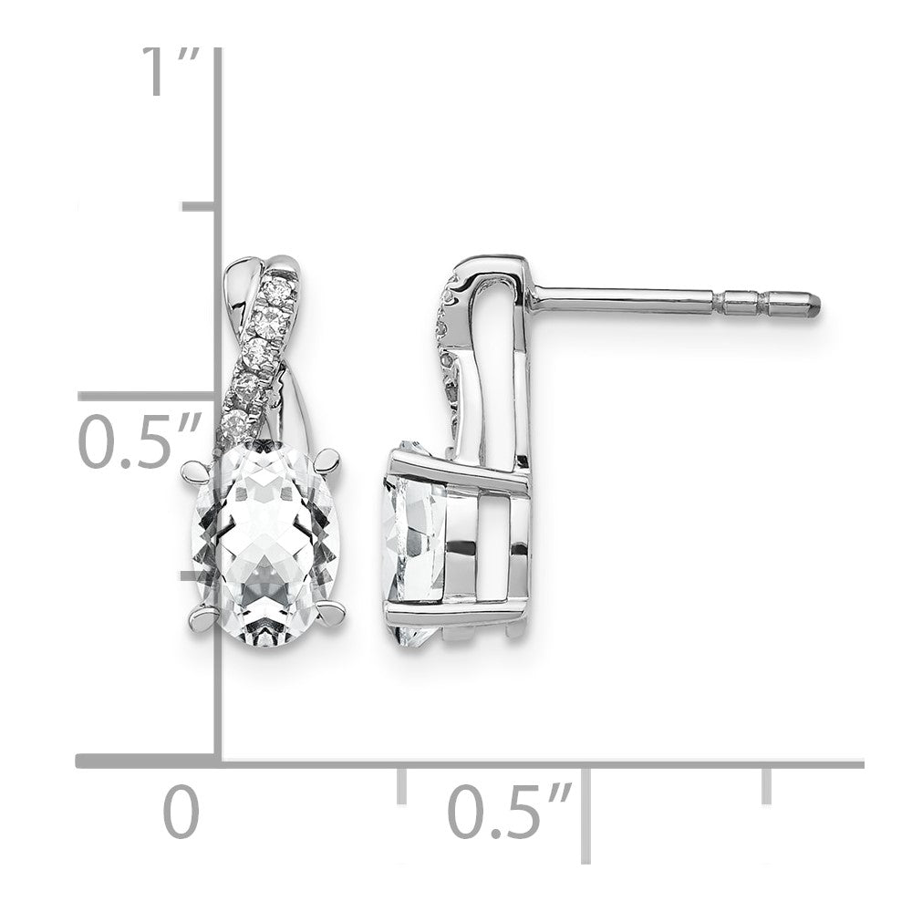 10kw Cr. White Sapph & Diamond Earrings 7x5 Oval CRWS, Rd 10-1.1mm dia