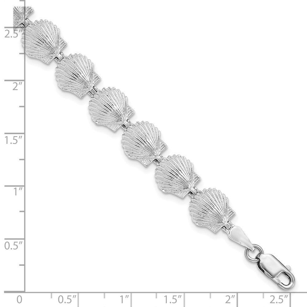 De-Ani Sterling Silver Rhodium-plated Polished Scallop Shell Bracelet 7.5 inches