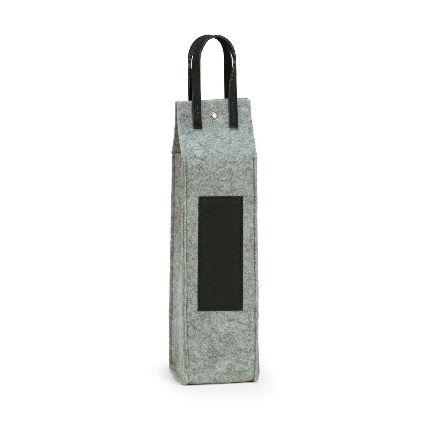 Bey-Berk International BS113B Grey Felt Single Wine Caddy with Leatherette Handles & Trim - Black & Brown