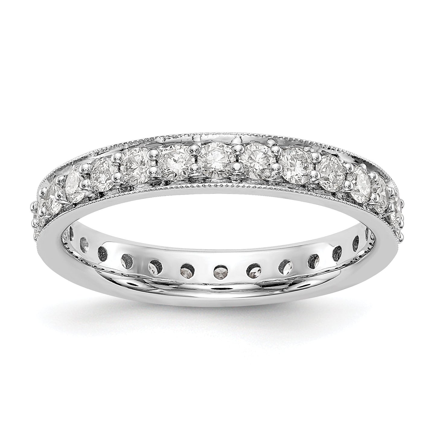 14k White Gold Polished Size 5.5 Vintage 1 carat Diamond Complete Eternity Band