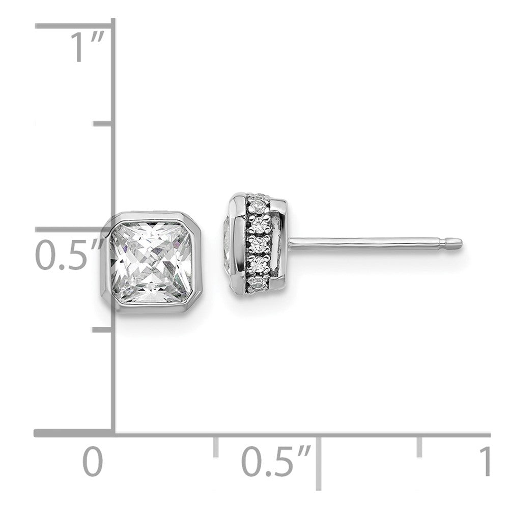 Sterling Shimmer Sterling Silver Rhodium-plated CZ 34 Stone Square Post Earrings