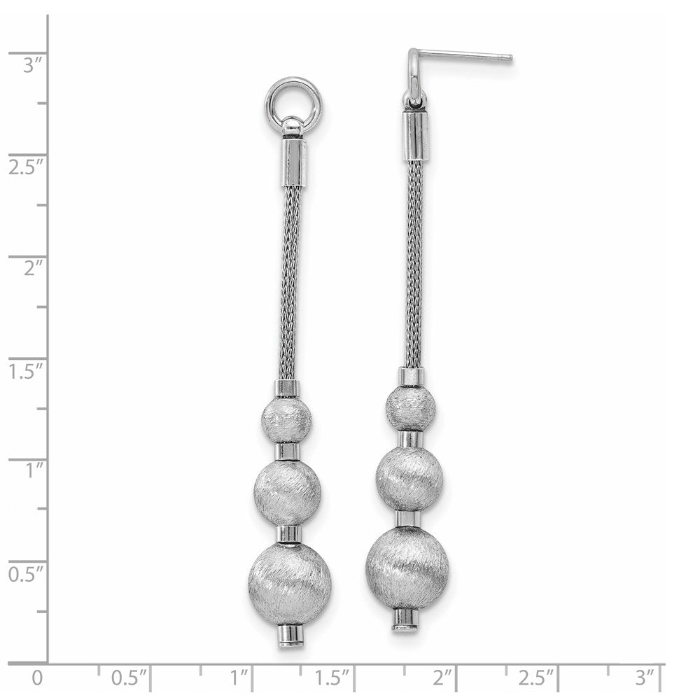 Sterling Silver Polished & Brushed 3 Bead Dangle Earrings