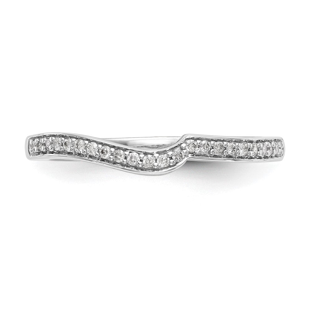 10K White Gold 1/10 carat Diamond Contoured Complete Wedding Band