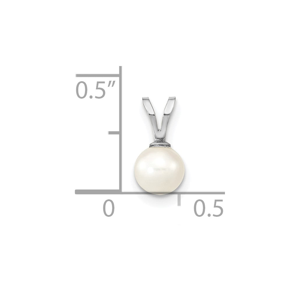 10k White Gold 5-6mm White Round Freshwater Cultured Pearl Pendant