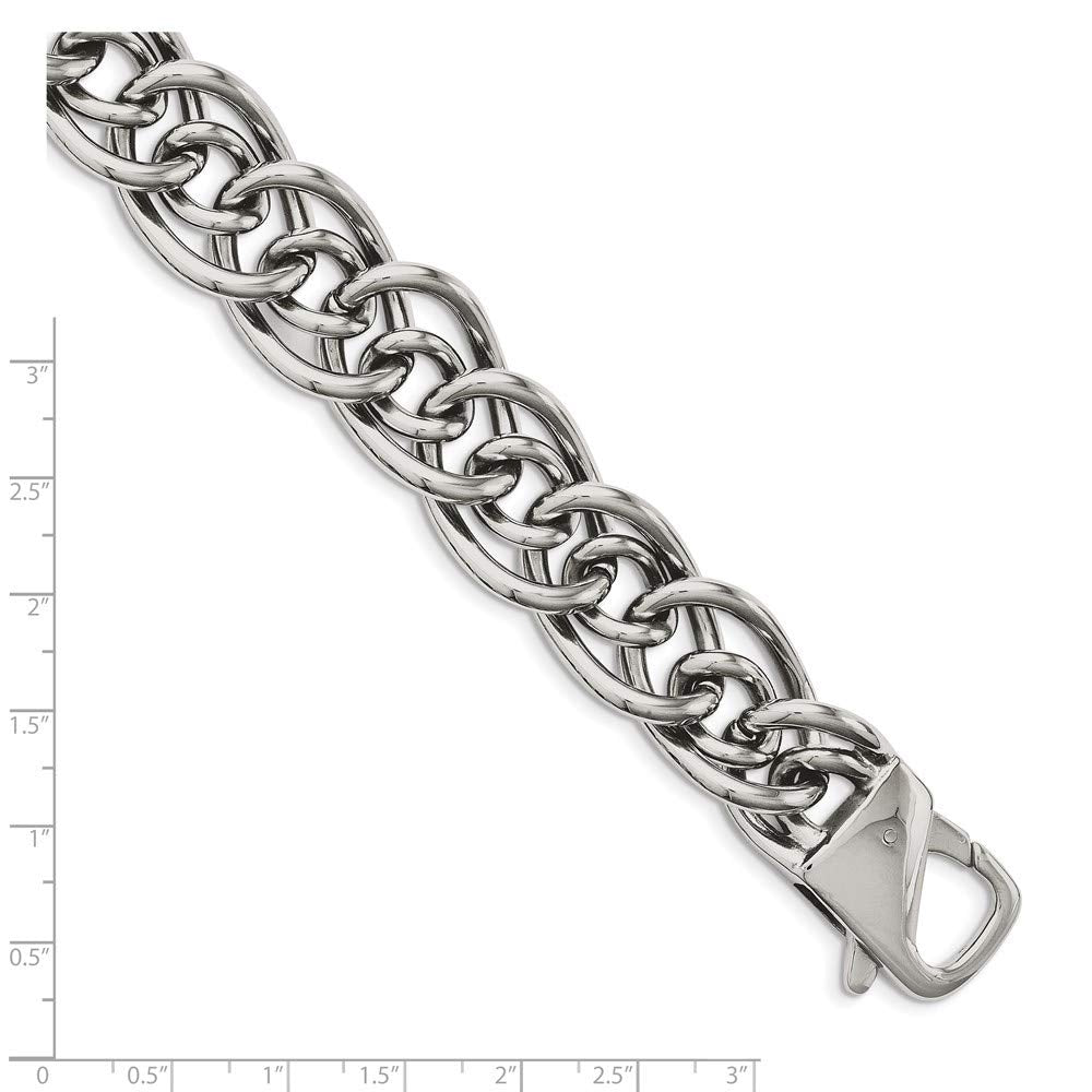 Stainless Steel Polished Large and Small Oval Link 8.25in Bracelet 8.25 inches