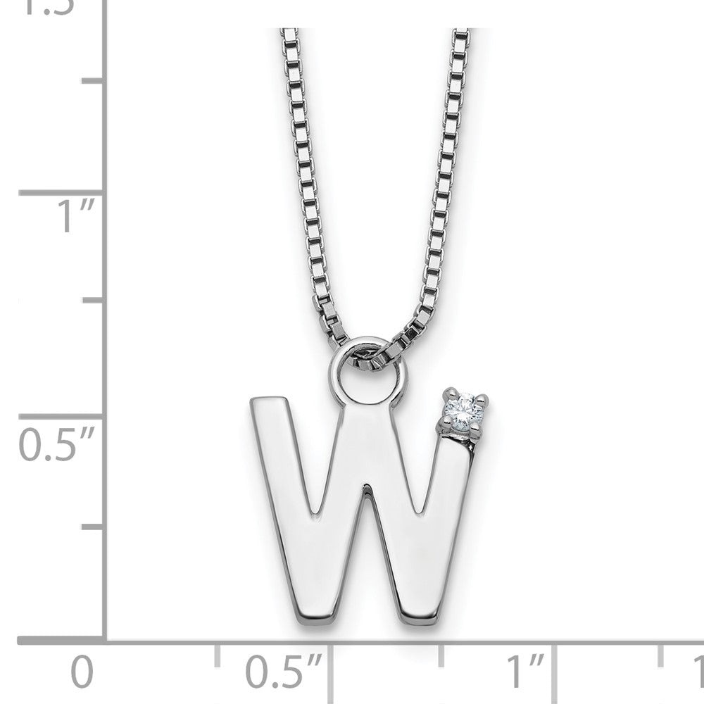 White Ice Sterling Silver Rhodium-plated 18 inch Diamond Letter W Initial Necklace plus 2 inch Extender 18 Inches