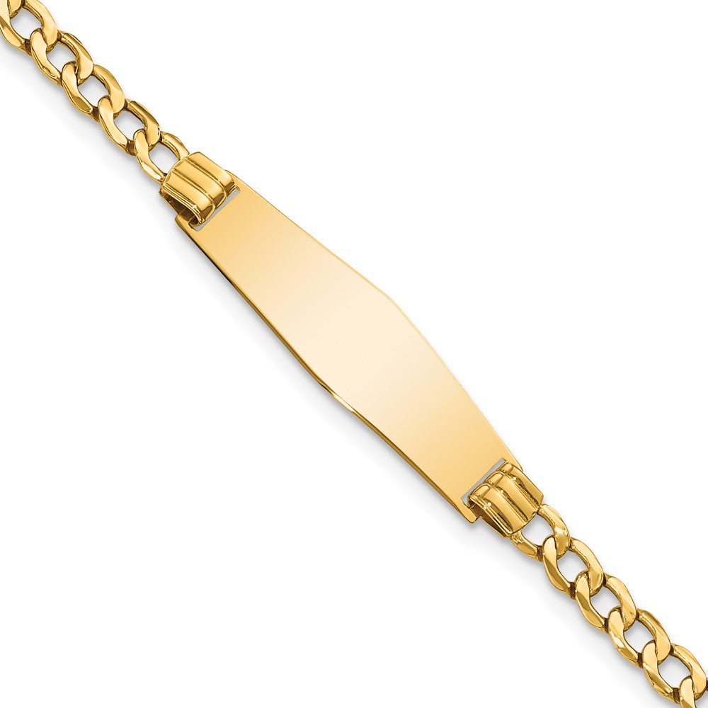14k Semi-solid Soft Diamond Shape Cuban ID Bracelet 8 inches