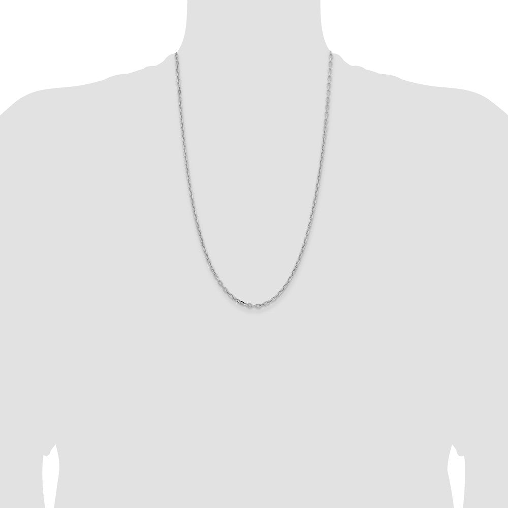 14k White Gold 3mm Semi-solid D/C Open Link Cable Chain