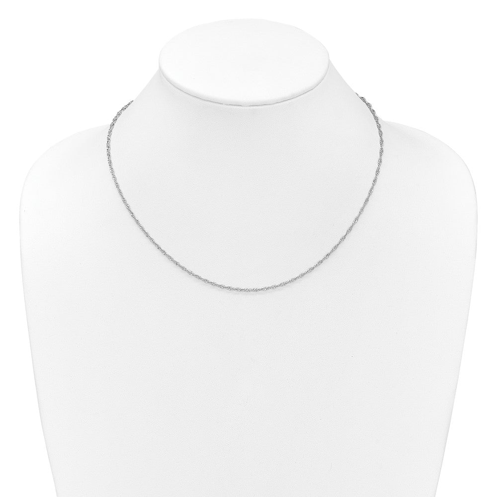 Sterling Silver Rh-plated 2mm Singapore 1in+1in Adjustable Chain