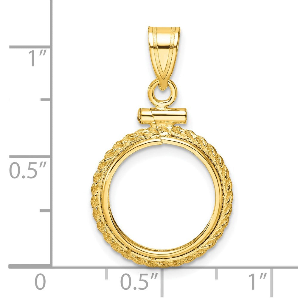 Wideband Distinguished Coin Jewelry 14k Polished Casted Rope 14.0mm x 1.1mm Screw Top Coin Bezel Pendant