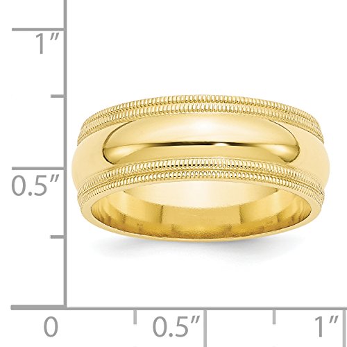 10k Yellow Gold 8mm Double Milgrain Comfort Fit Wedding Band Size 13